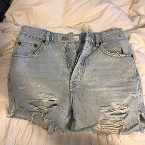 Zara Light Blue Distressed Jean Shorts
